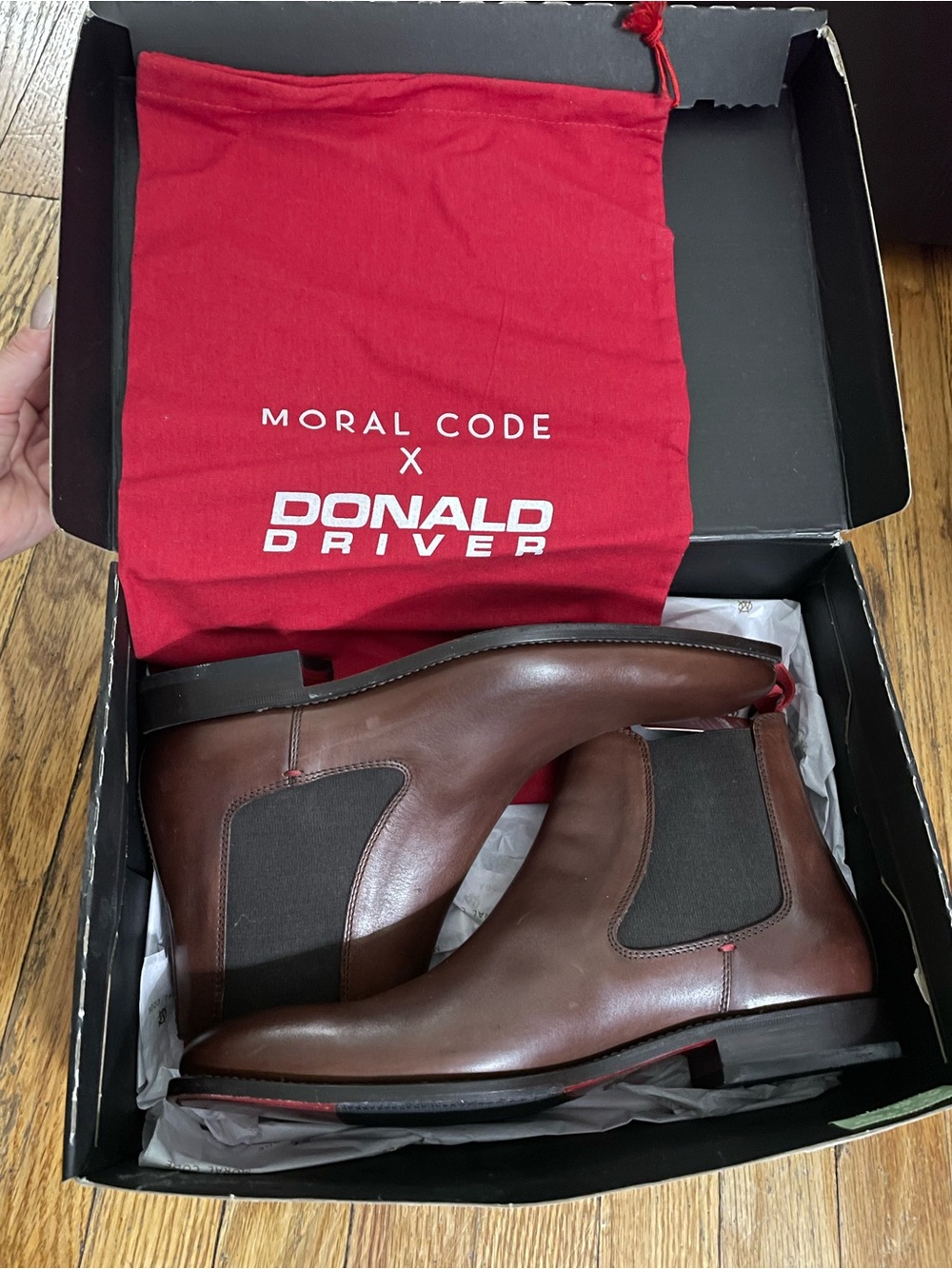 Moral Code x Donald Driver Men's Brown Leather Formal Boots
